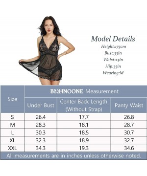 Baby Dolls & Chemises Lingerie for Women V Neck Chemise Lace Babydoll Nightgown Halter Teddy Negligee Back Closure Nightie - ...