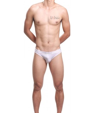 Briefs Men Underwear Briefs Cotton Low Waist U Convex Pouch Underpants - White - CR18DXZNCTR