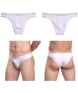 Briefs Men Underwear Briefs Cotton Low Waist U Convex Pouch Underpants - White - CR18DXZNCTR