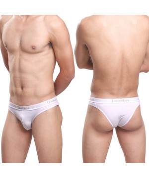 Briefs Men Underwear Briefs Cotton Low Waist U Convex Pouch Underpants - White - CR18DXZNCTR