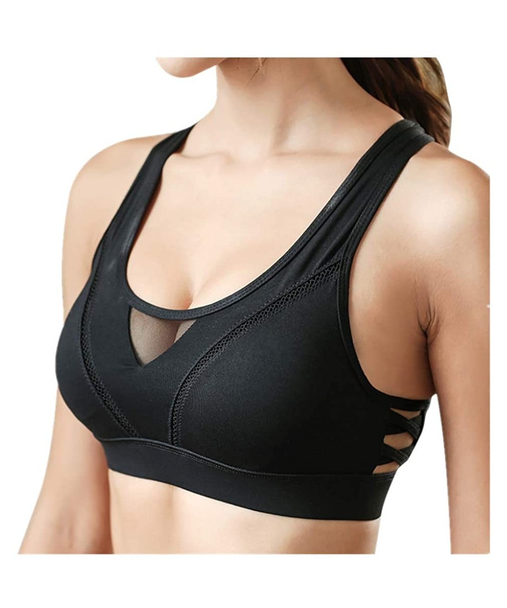 Bras Women Sports Bra Racerback Seamless Wireless Bras Sleep Top Tank - Black - CD18AA79HO0