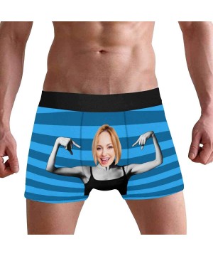 Briefs Custom Funny Face Boxers Briefs for Men Boyfriend- Customized Underwear with Picture Introduce Myself All Gray Stripe ...