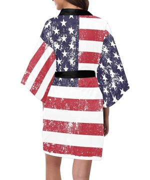 Robes Custom Grunge USA Flag Women Kimono Robes Beach Cover Up for Parties Wedding (XS-2XL) - Multi 3 - CC190ZE234Q