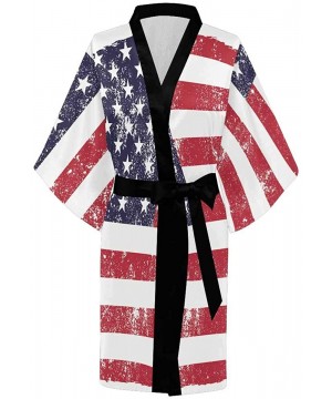 Robes Custom Grunge USA Flag Women Kimono Robes Beach Cover Up for Parties Wedding (XS-2XL) - Multi 3 - CC190ZE234Q