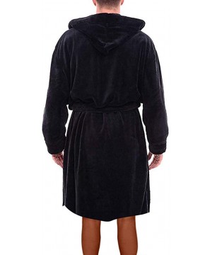 Robes Men's Winter Plush Lengthened Shawl Sherpa Big Bathrobe Home Clothes Long Sleeved Spa Kimono Robe Coat - Black - CE1920...