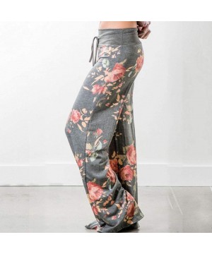 Bottoms Sweatpants for Women Plus Size-Comfy Casual Floral Print Pajama Drawstring High Waist Palazzo Lounge Pants Wide Leg -...