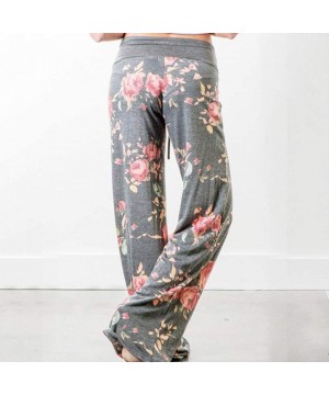 Bottoms Sweatpants for Women Plus Size-Comfy Casual Floral Print Pajama Drawstring High Waist Palazzo Lounge Pants Wide Leg -...