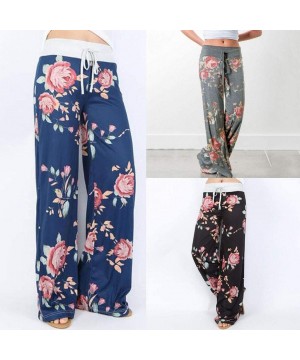 Bottoms Sweatpants for Women Plus Size-Comfy Casual Floral Print Pajama Drawstring High Waist Palazzo Lounge Pants Wide Leg -...