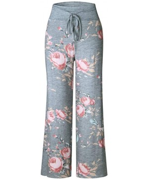 Bottoms Sweatpants for Women Plus Size-Comfy Casual Floral Print Pajama Drawstring High Waist Palazzo Lounge Pants Wide Leg -...