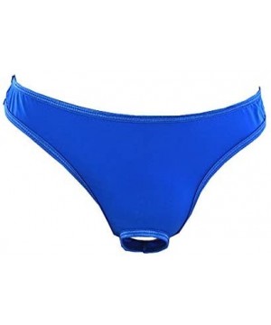 G-Strings & Thongs Mens Open Front Sheer See-Through Lace Thongs Underwear - Blue - CJ188NCUCHT