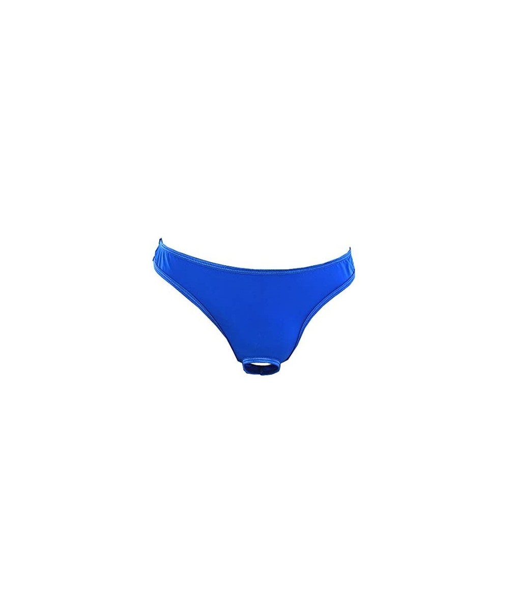 G-Strings & Thongs Mens Open Front Sheer See-Through Lace Thongs Underwear - Blue - CJ188NCUCHT