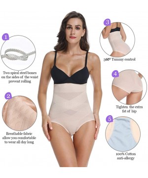 Shapewear Women High Waist Tummy Control Shapewear Panties Butt Lifter Briefs Shaping Girdle Underwear - Beige-2 - CX18KRCCOAU