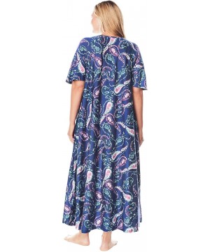 Nightgowns & Sleepshirts Women's Plus Size Sweeping Printed Lounger Nightgown - Blue Sapphire Floral (0486) - CS1908O20US