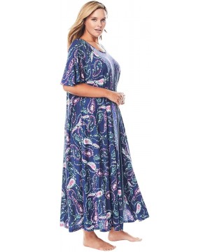 Nightgowns & Sleepshirts Women's Plus Size Sweeping Printed Lounger Nightgown - Blue Sapphire Floral (0486) - CS1908O20US