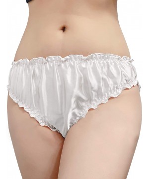 Panties Women Sexy Flouncing Silk Bikini Briefs Underwaer Soft Briefs - White - CY18ENUZHCU