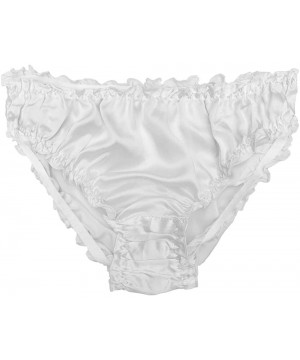 Panties Women Sexy Flouncing Silk Bikini Briefs Underwaer Soft Briefs - White - CY18ENUZHCU