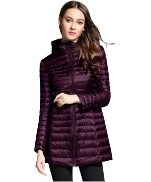 Thermal Underwear Women Lightweight Down Jacket Winter Slim Rain Puffer Padded Waterproof Parka Coats - A-purple - CR192W65XY8