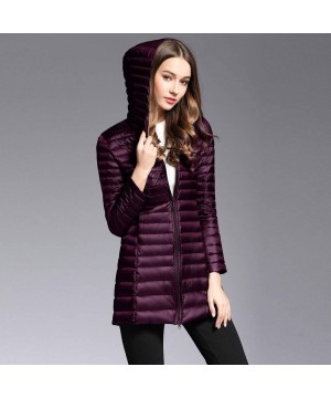 Thermal Underwear Women Lightweight Down Jacket Winter Slim Rain Puffer Padded Waterproof Parka Coats - A-purple - CR192W65XY8