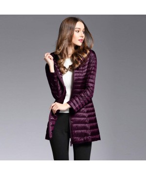 Thermal Underwear Women Lightweight Down Jacket Winter Slim Rain Puffer Padded Waterproof Parka Coats - A-purple - CR192W65XY8