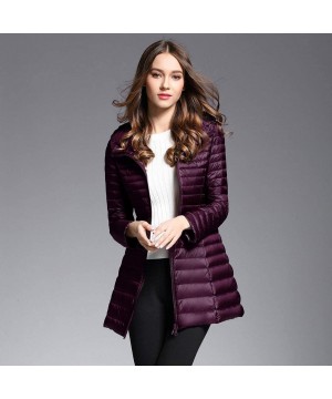 Thermal Underwear Women Lightweight Down Jacket Winter Slim Rain Puffer Padded Waterproof Parka Coats - A-purple - CR192W65XY8