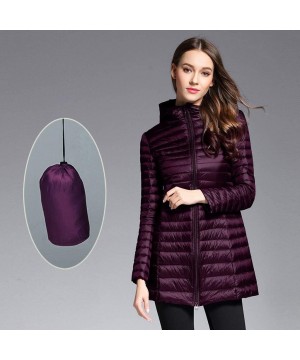 Thermal Underwear Women Lightweight Down Jacket Winter Slim Rain Puffer Padded Waterproof Parka Coats - A-purple - CR192W65XY8