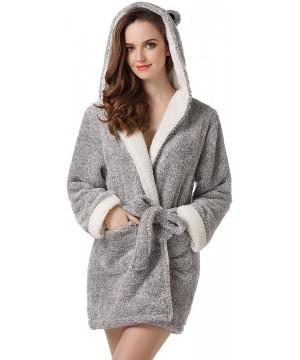 Robes Women's Bathrobe Robe with Two Ears RHW2498 - Grey/White - C6121PU08TX