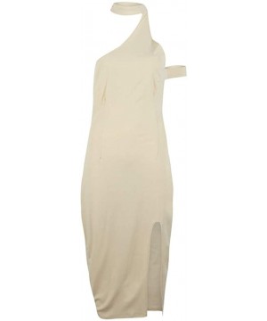 Nightgowns & Sleepshirts Women's Sexy Slit Dresses- Summer Casual V-Neck Sleeveless Open-Forked Dress Knee Length - Beige - C...