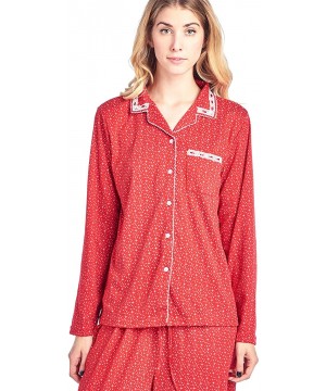 Sets Women's Sleepwear Long Sleeve Floral Pajama Set - Red Sparkle - CI1884WS92Y