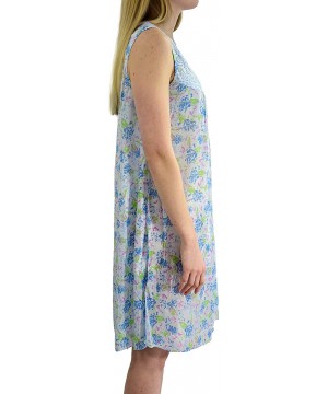 Nightgowns & Sleepshirts Women's 'Angela' Sleeveless Floral Print Satin Nightgown - Blue Rose - CO18DTZXR0T