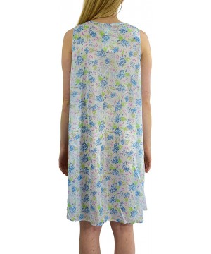 Nightgowns & Sleepshirts Women's 'Angela' Sleeveless Floral Print Satin Nightgown - Blue Rose - CO18DTZXR0T