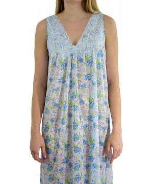 Nightgowns & Sleepshirts Women's 'Angela' Sleeveless Floral Print Satin Nightgown - Blue Rose - CO18DTZXR0T