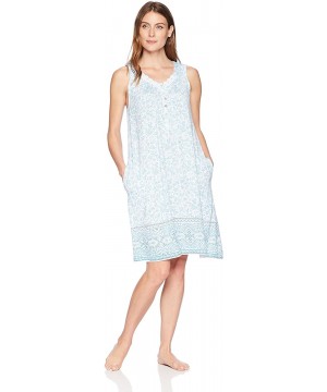 Nightgowns & Sleepshirts Women's Printed Sleeveless Sleepshirt - White/Multi Border - CA1864TQR9Q