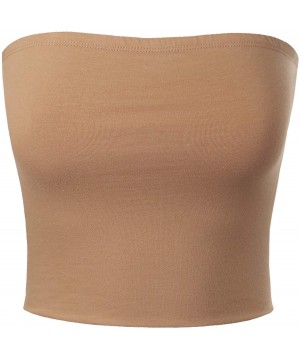 Camisoles & Tanks Women's Causal Strapless Cute Basic Solid SexyTube Top - Khaki - C718SCCAEX5