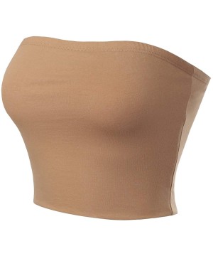 Camisoles & Tanks Women's Causal Strapless Cute Basic Solid SexyTube Top - Khaki - C718SCCAEX5