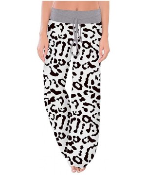 Bottoms Comfy Casual Pajama Pants for Women Floral Print Drawstring Palazzo Lounge Pants Wide Leg Pj Bottoms Pants H white - ...