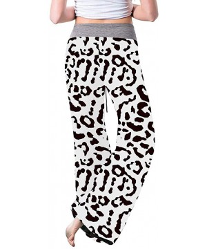 Bottoms Comfy Casual Pajama Pants for Women Floral Print Drawstring Palazzo Lounge Pants Wide Leg Pj Bottoms Pants H white - ...