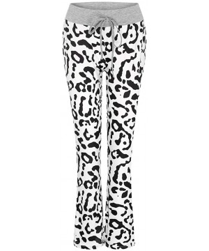 Bottoms Comfy Casual Pajama Pants for Women Floral Print Drawstring Palazzo Lounge Pants Wide Leg Pj Bottoms Pants H white - ...