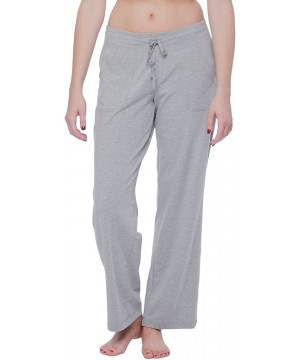 Bottoms Women's Straight Leg Knit Lounge Pants with Pockets - Grey - CA184Y8YUQY