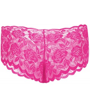 Briefs Men's Lace Sissy Pouch Panties Low Rise Sheer Bikini Briefs Girly Crossdress Underwear - Pink - CD198O6RIMQ