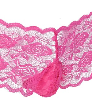 Briefs Men's Lace Sissy Pouch Panties Low Rise Sheer Bikini Briefs Girly Crossdress Underwear - Pink - CD198O6RIMQ