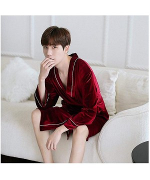 Robes Burgundy Women's Kimono Men's Velour Sleep Robe V-Neck Pajamas Sleepwear Spring Home Wear Nightgown Bath Gown Sleepshir...