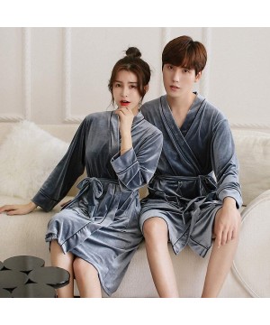 Robes Burgundy Women's Kimono Men's Velour Sleep Robe V-Neck Pajamas Sleepwear Spring Home Wear Nightgown Bath Gown Sleepshir...