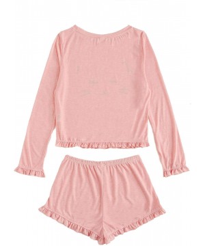 Sets Cartoon Long Sleeve Top and Shorts Pajama Set - Pink - CP18AHC3HT4