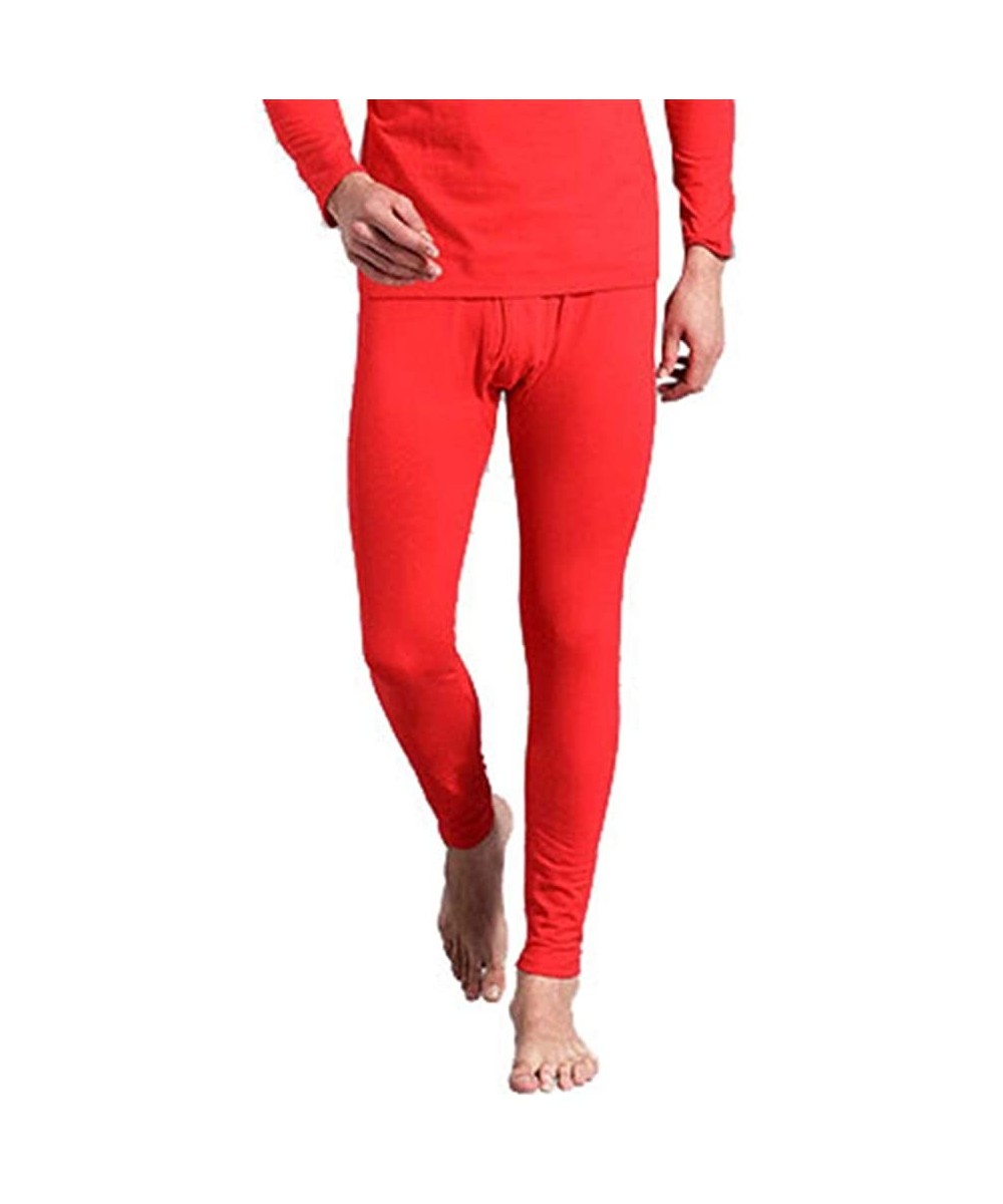 Thermal Underwear Men's Long Johns Thermal Bottoms Underwear Pant - Red - CQ1922ULGH7