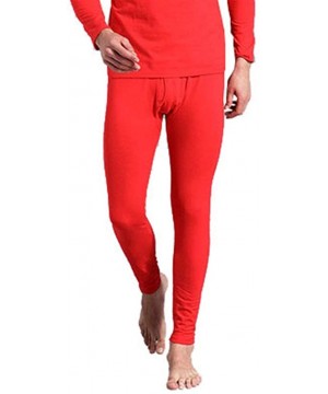 Thermal Underwear Men's Long Johns Thermal Bottoms Underwear Pant - Red - CQ1922ULGH7