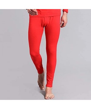 Thermal Underwear Men's Long Johns Thermal Bottoms Underwear Pant - Red - CQ1922ULGH7