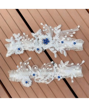 Garters & Garter Belts Lace Flower Garters-Sexy Thigh Leg Decor Wedding Bridal Accessory for Women - Blue - CW198AXAQAQ