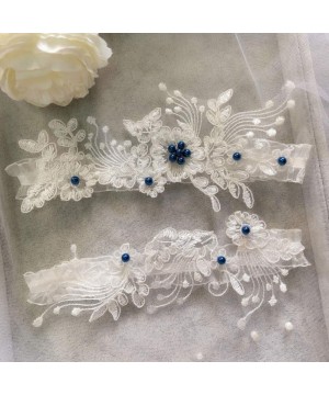 Garters & Garter Belts Lace Flower Garters-Sexy Thigh Leg Decor Wedding Bridal Accessory for Women - Blue - CW198AXAQAQ