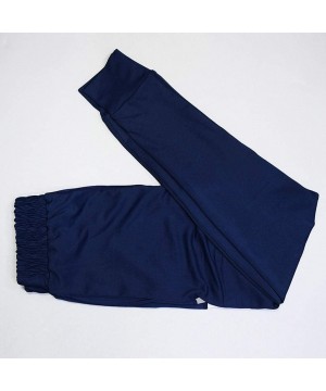 Tops Women Splice High Waist Sports Leggings Casual Elastic Fitness Yoga Pants with Pockets - Blue - C018UXD60Z9