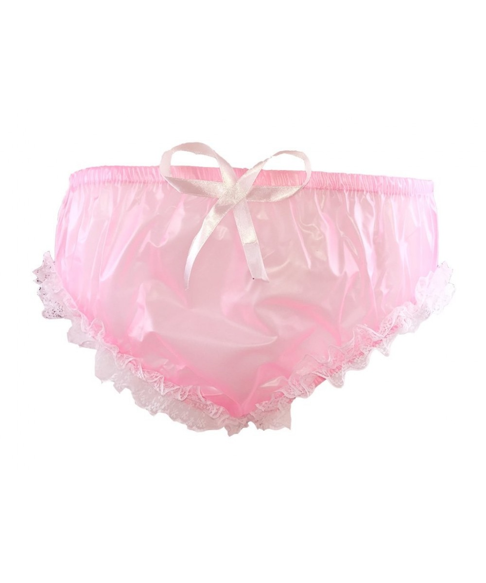 Panties PVC Cami Briefs Lace Panties Ladies Briefs (Large- Pink) - Pink - C317YNYAQEX